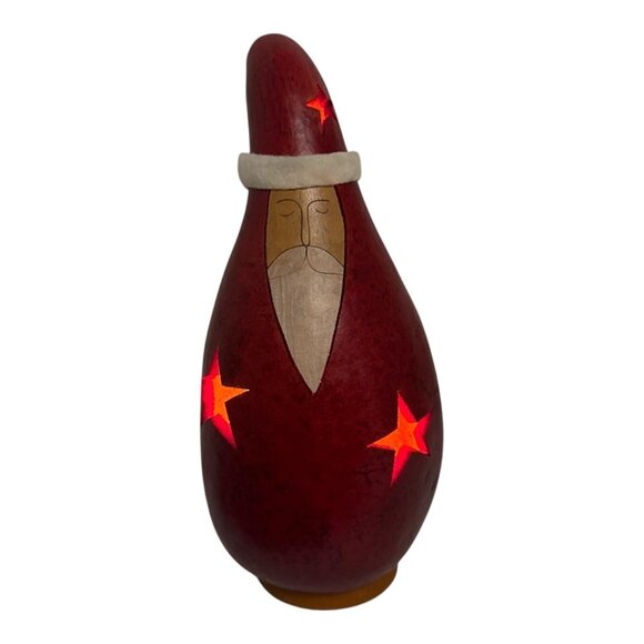 Meadowbrooke Gourds Red Christmas Holiday Santa Gourd Lighted Rustic Folk Art - Picture 1 of 10